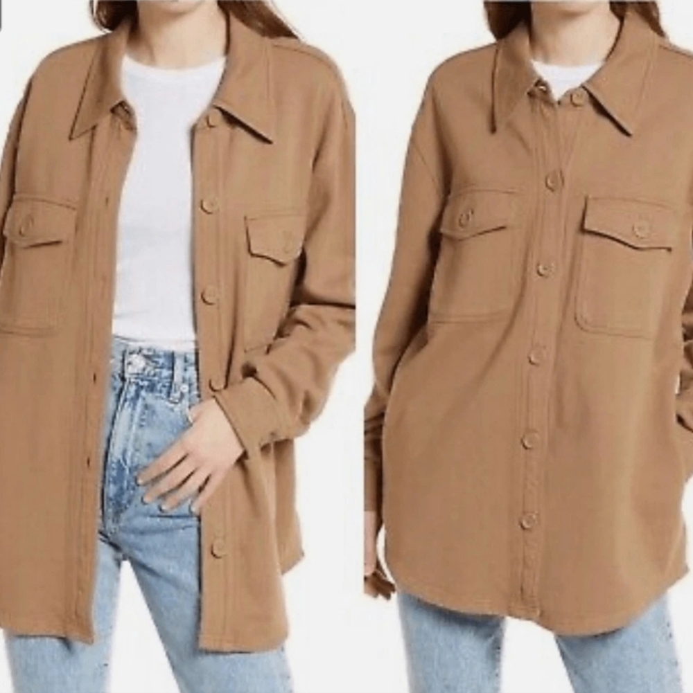 Joie Camel Oversized Shirt Shacket Jacket Large Fall Layering Camping Outdoor
